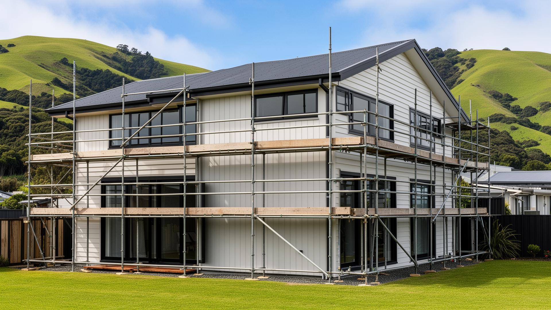 Scaffolding around residential home in Nelson